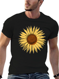 Sunflower Graphic Tee - Stylish Black Cotton T-Shirt