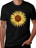 Sunflower Graphic Tee - Stylish Black Cotton T-Shirt