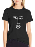 Abstract Face Graphic Black T-Shirt