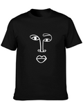 Abstract Face Graphic Black T-Shirt
