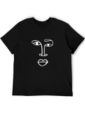 Abstract Face Graphic Black T-Shirt