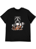 Zen Raccoon on Trash Pile Graphic T-Shirt