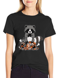 Zen Raccoon on Trash Pile Graphic T-Shirt