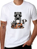 Zen Raccoon on Trash Pile Graphic T-Shirt