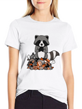 Zen Raccoon on Trash Pile Graphic T-Shirt