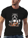Zen Raccoon on Trash Pile Graphic T-Shirt