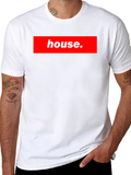 House Black T-Shirt Red Box Logo Style