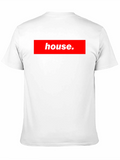 House Black T-Shirt Red Box Logo Style