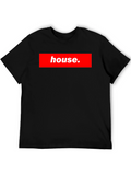 House Black T-Shirt Red Box Logo Style