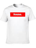 House Black T-Shirt Red Box Logo Style