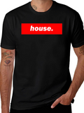House Black T-Shirt Red Box Logo Style