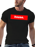House Black T-Shirt Red Box Logo Style