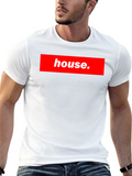 House Black T-Shirt Red Box Logo Style