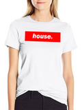 House Black T-Shirt Red Box Logo Style