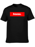 House Black T-Shirt Red Box Logo Style