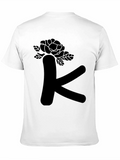 Floral Letter K Black T-Shirt
