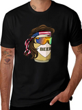 Beer Mullet USA Flag Headband T-Shirt