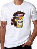Beer Mullet USA Flag Headband T-Shirt