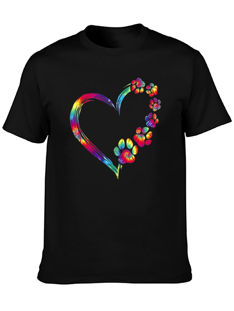 Tie-Dye Paw Print Heart T-Shirt