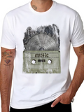 Music Saw Blade Cassette Tape Graphic T-Shirt