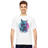 Rebellious wild pig in blue and pink