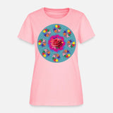 Red flower with colorful stars