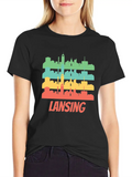 Retro Lansing MI Skyline Pop Art Classic Cotton Tee – Unisex Comfort For Any Season