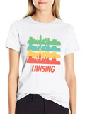 Retro Lansing MI Skyline Pop Art Classic Cotton Tee – Unisex Comfort For Any Season