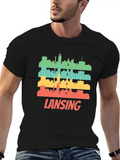 Retro Lansing MI Skyline Pop Art Classic Cotton Tee – Unisex Comfort For Any Season