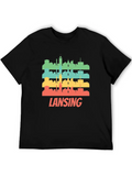 Retro Lansing MI Skyline Pop Art Classic Cotton Tee – Unisex Comfort For Any Season