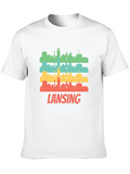 Retro Lansing MI Skyline Pop Art Classic Cotton Tee – Unisex Comfort For Any Season