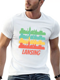 Retro Lansing MI Skyline Pop Art Classic Cotton Tee – Unisex Comfort For Any Season