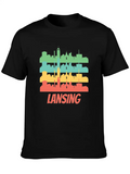 Retro Lansing MI Skyline Pop Art Classic Cotton Tee – Unisex Comfort For Any Season