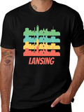 Retro Lansing MI Skyline Pop Art Classic Cotton Tee – Unisex Comfort For Any Season