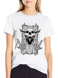 Skull Graphic Black T-Shirt - Rock On Skeleton Design