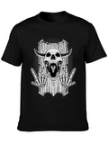 Skull Graphic Black T-Shirt - Rock On Skeleton Design