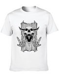 Skull Graphic Black T-Shirt - Rock On Skeleton Design