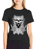 Skull Graphic Black T-Shirt - Rock On Skeleton Design