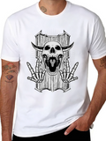 Skull Graphic Black T-Shirt - Rock On Skeleton Design