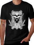 Skull Graphic Black T-Shirt - Rock On Skeleton Design