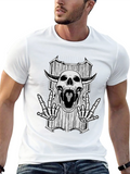 Skull Graphic Black T-Shirt - Rock On Skeleton Design