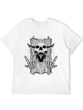 Skull Graphic Black T-Shirt - Rock On Skeleton Design