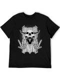 Skull Graphic Black T-Shirt - Rock On Skeleton Design