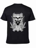 Skull Graphic Black T-Shirt - Rock On Skeleton Design