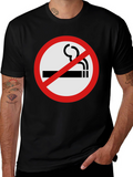 No Smoking T-Shirt - Black Crew Neck