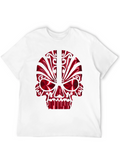 Red Chrome Skull Graphic Black T-Shirt