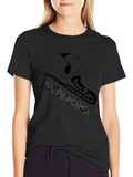 Saxophone Music Note Graphic T-Shirt - Black
