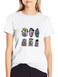 Monster Character Graphic Print Black T-Shirt