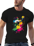 Abstract Handball Player Graphic Tee - Black Cotton