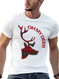 Plaid Deer Graphic Tee - Oh My Deer T-Shirt